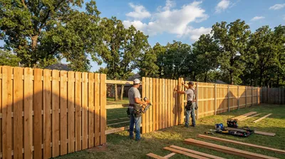 Wood fence installation in Tulsa